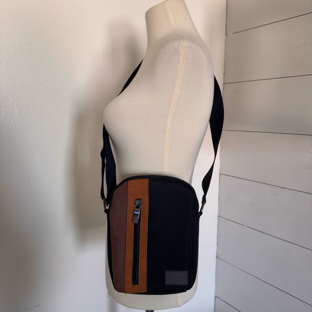 Misako Crossbody Bag Navy & Brown Adjustable Strap